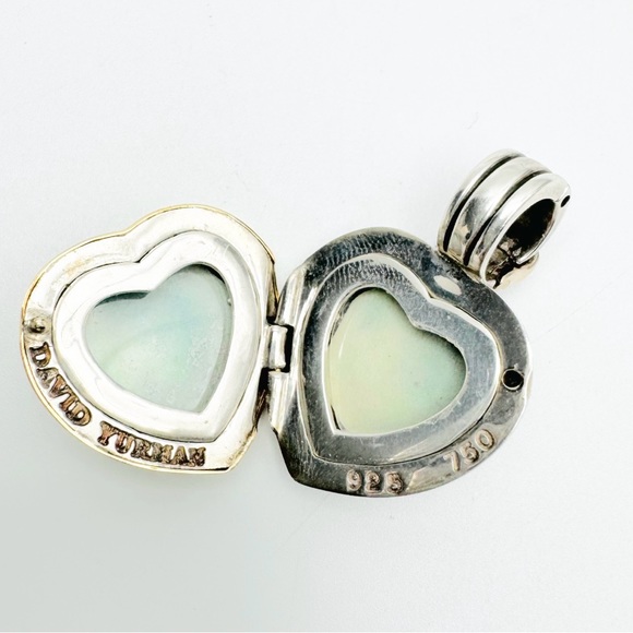 David Yurman Sterling & 18K Gold Large Cable Heart Locket Pendant - Picture 11 of 11